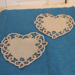 Set of 2 Vintage Imperial Elegance Heart shaped doilies